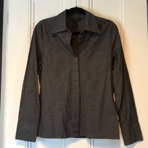 Button-down charcoal gray, long-sleeve blouse 9/10